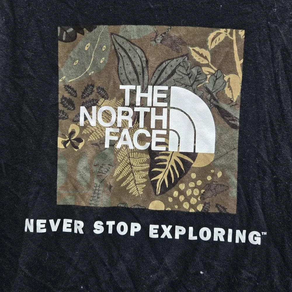 The North Face‎ Men Shirt XL Black Graphic Print Leaves Logo Long Sleeve